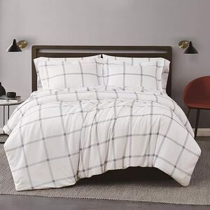 Truly Soft Printed Windowpane, Gray, Twin XL
